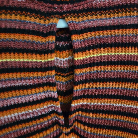 Free People Ziggy Chevron Bell Sleeve Sweater Dress Autumnal Retro Size M - Picture 10 of 12